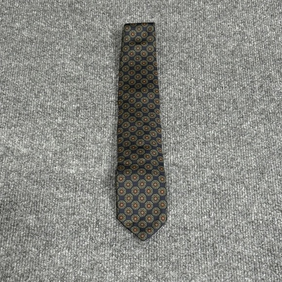 Polo Ralph Lauren Tie Mens One Size Navy Silk Medallion Handmade in Italy Dress - Picture 1 of 10